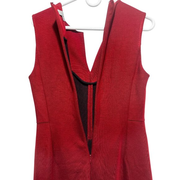 Cos Sheath Midi Long Dress Womens Size 6 Red Pleated Office Minimalist Pockets - Picture 8 of 13